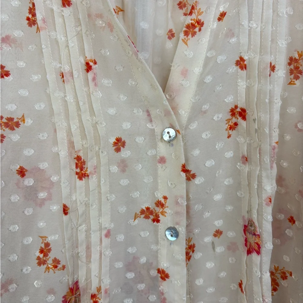 Fig and Flower Anthropology Women’s  Cream and Floral Size 3x Bohemian Blouse - Picture 5 of 8
